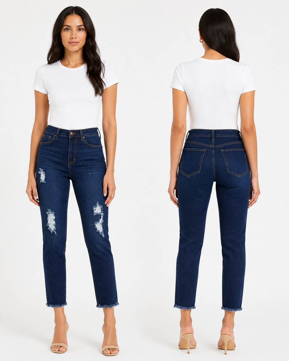 Legend Premium Denim Women’s Distressed Jeans Size 9/26 Dark Wash Raw Hem NWT